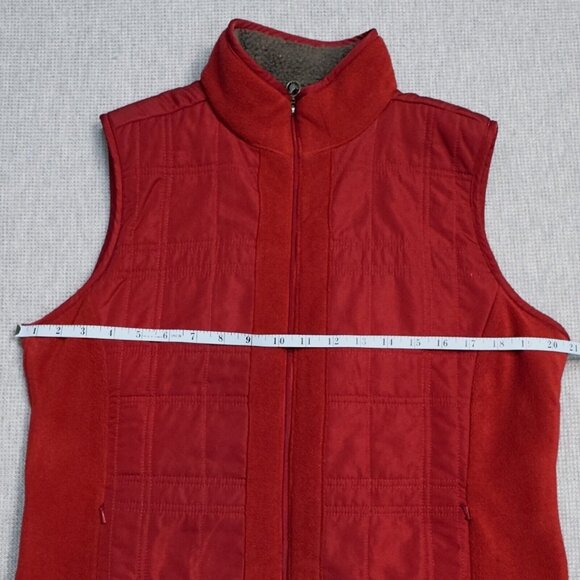Columbia Womens Red Vest Full Zip Pockets Fleece Lined Mock Neck Size Medium - Picture 10 of 14